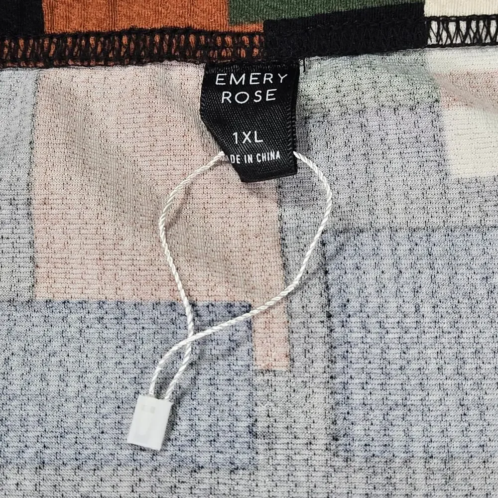 Emery Rose Wom 1XL NWOT Stretch Pencil Skirt Geometric Artsy Office Wear Career